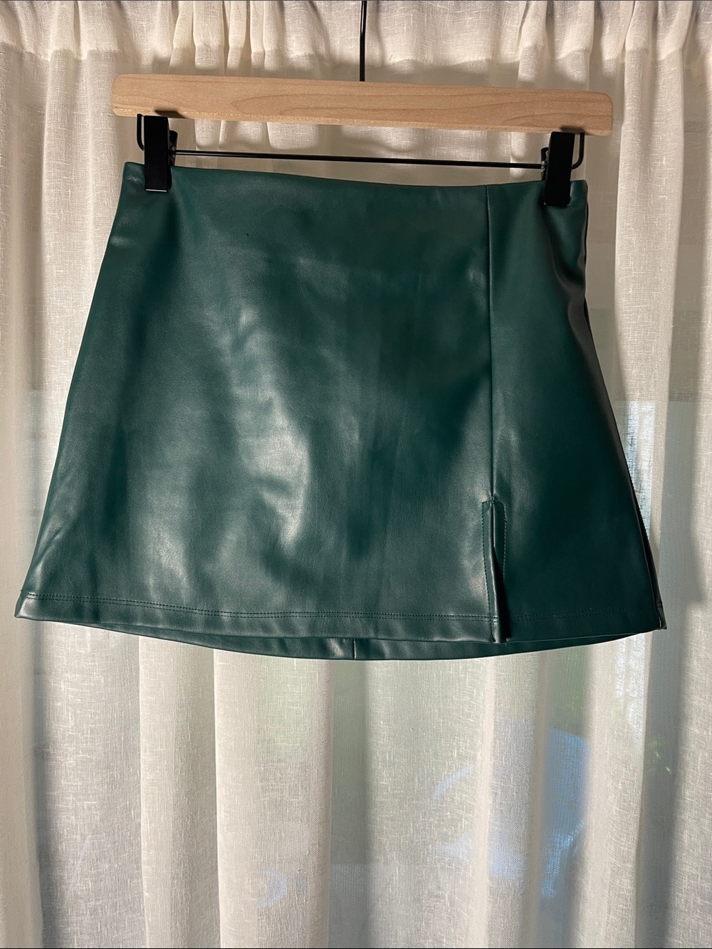 Altar'd State Deep Green Faux Leather Mini Skirt